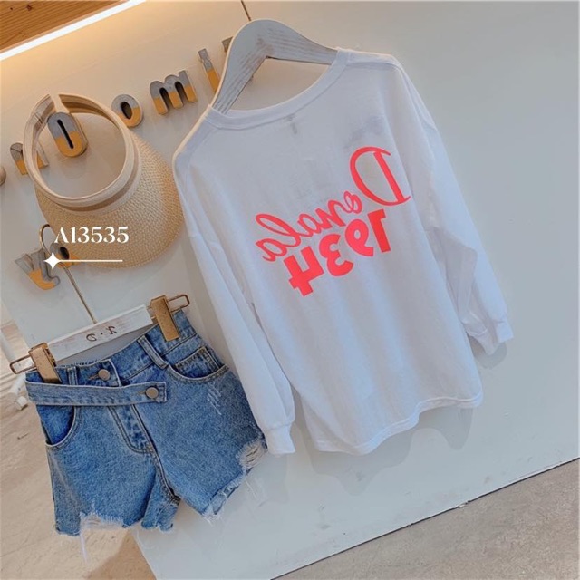 Áo thun tay dài chất liệu cotton giấy in hình mickey, màu sắc đẹp cho bé gái ShiniShop