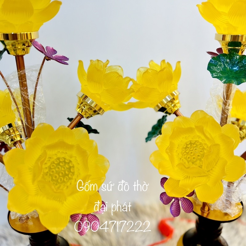 Đèn thờ hoa sen lưu ly, Đèn thờ Phật, Đèn thờ thần tài, Đèn sen điện led siêu bền ánh sáng vàng