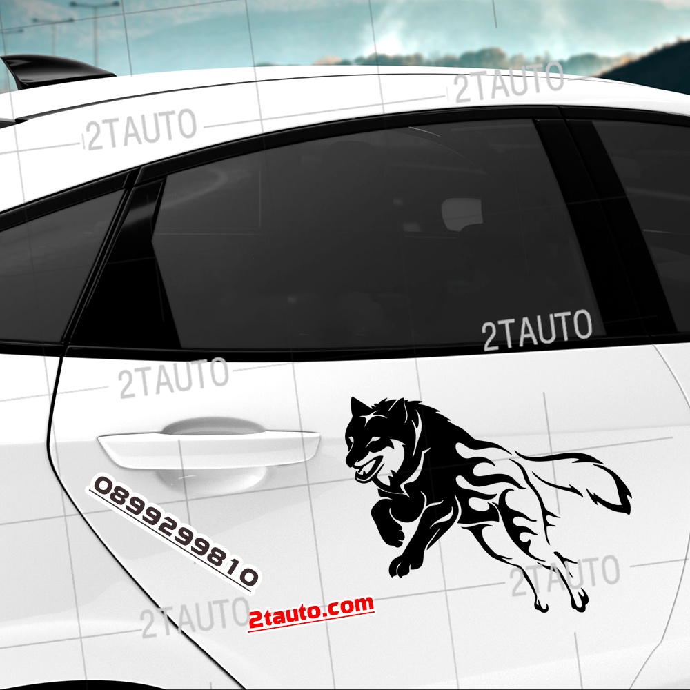 Tem decal sticker dán xe HÌNH CHÓ SÓI nhiều kích thước, chống thấm nước, logo CON SÓI WOLF dán trang trí xe hơi - MẪU 2