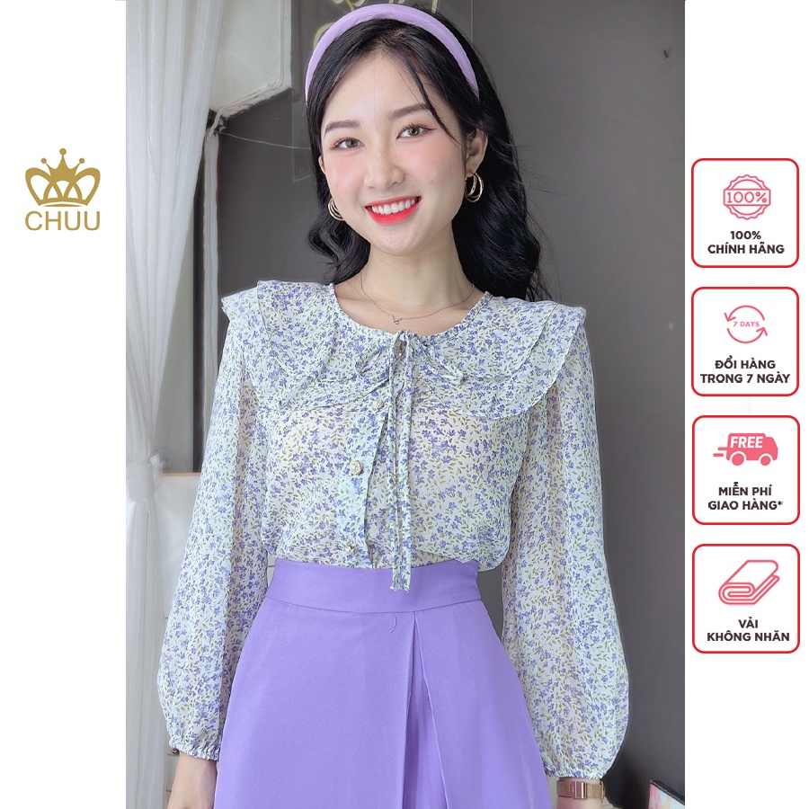 Áo sơ mi hoa nhí cổ bèo 2 tầng CHUU A6982
