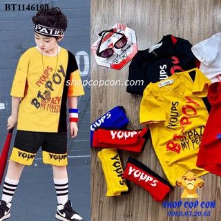 Bộ thun bé trai phối màu vàng đen (22-32kg)