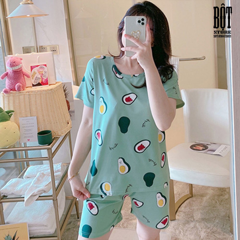 Bộ đồ ngủ thun cotton cộc tay cho nữ chất mát mặc ngủ hoặc đi chơi mùa hè DN09 | BigBuy360 - bigbuy360.vn