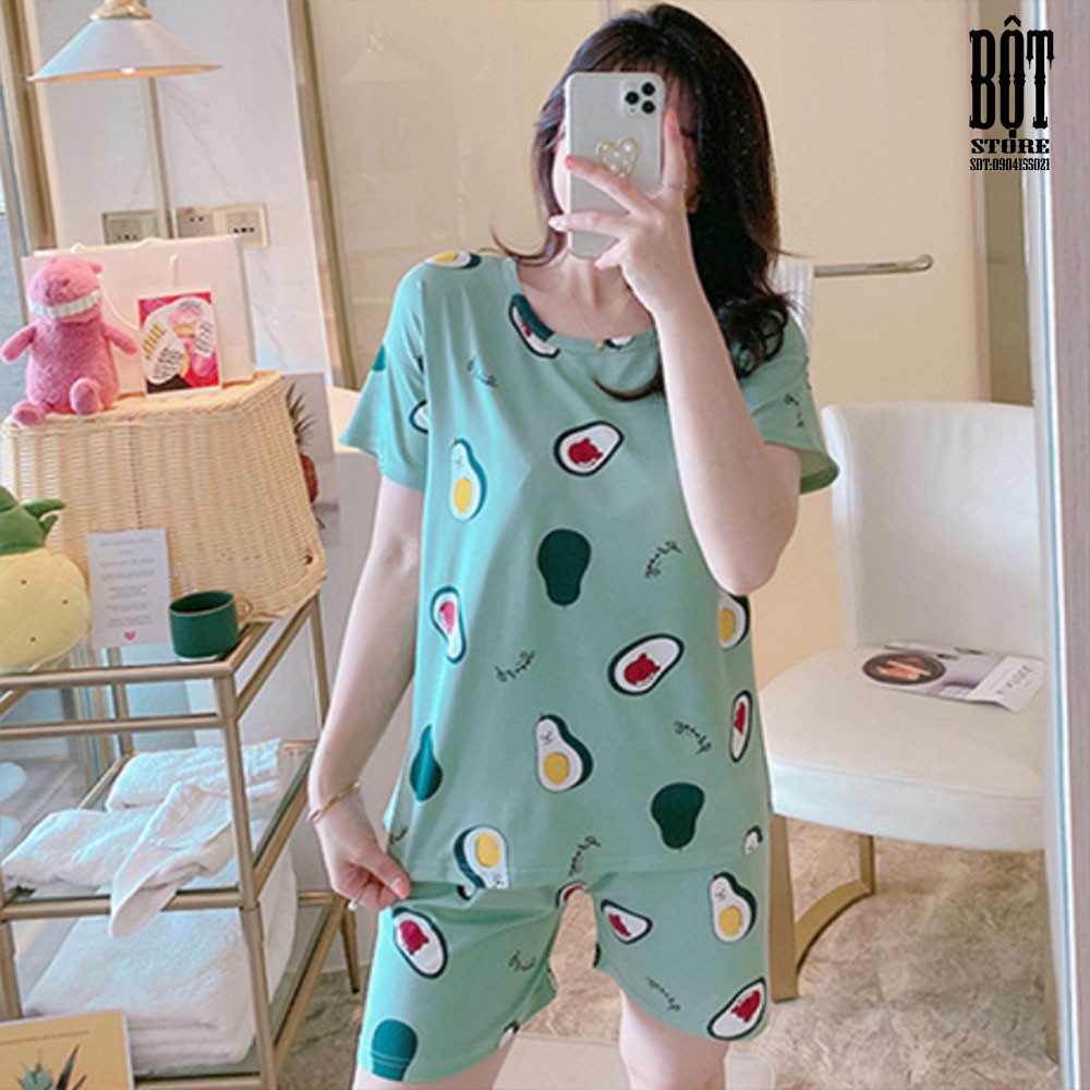 Bộ đồ ngủ thun cotton cộc tay cho nữ chất mát mặc ngủ hoặc đi chơi mùa hè DN09