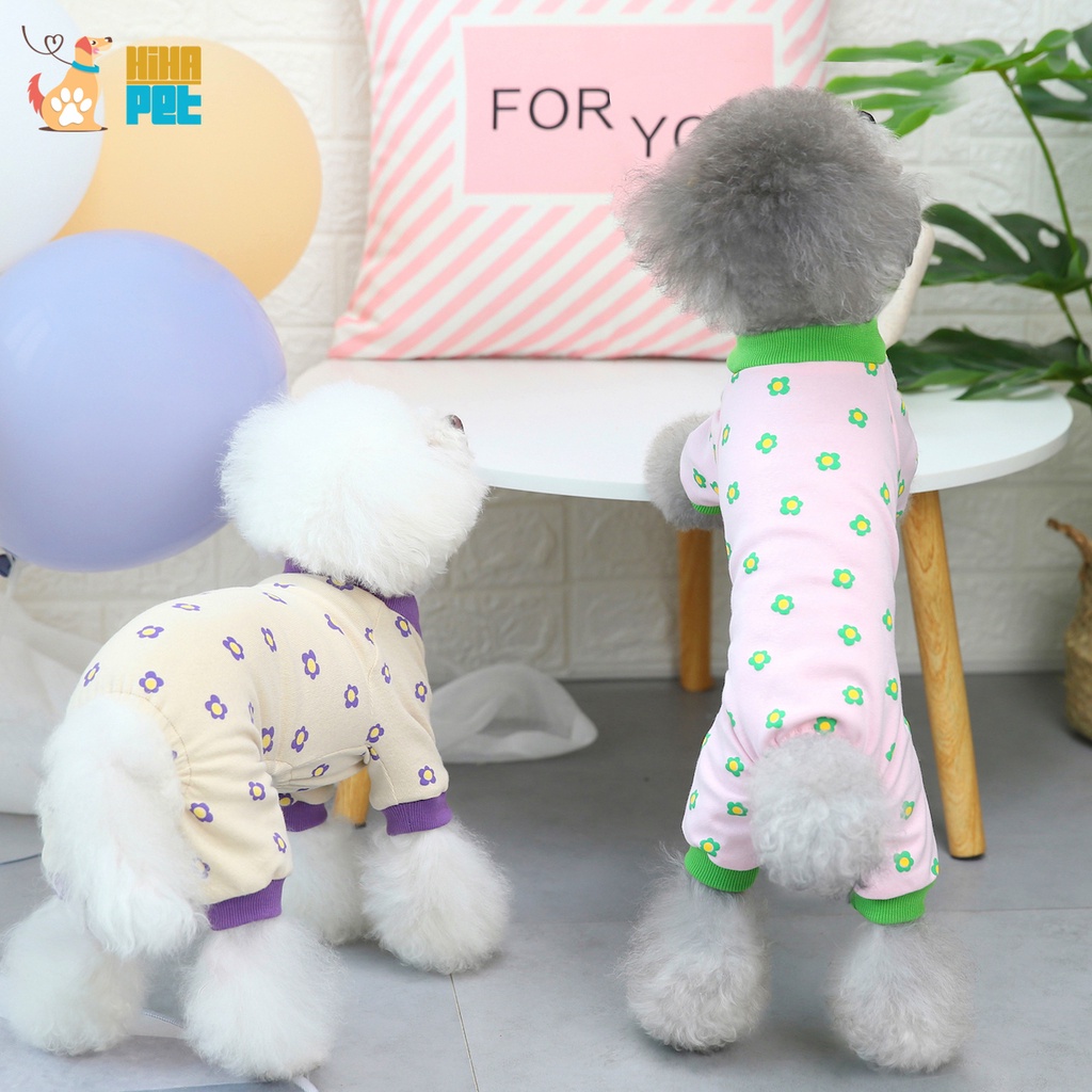 Quần Áo Cho Chó Mèo Hoa Nhí Jump 4 Chân Cotton Quần Áo Thú Cưng Cao Cấp Hihapet.