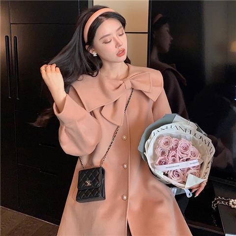 Áo khoác đính nơ dày dặn thu đông dành cho nữ