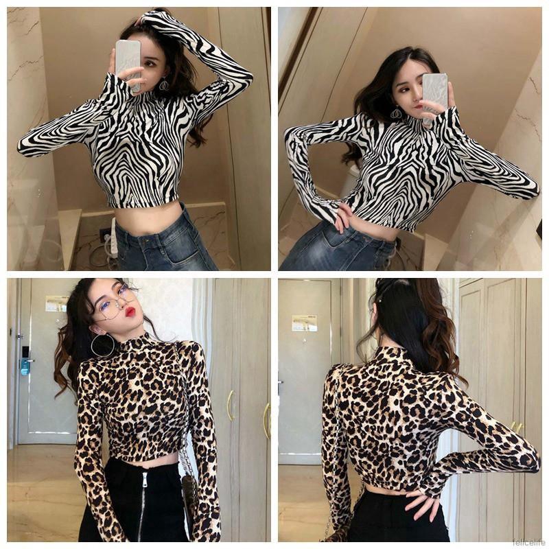 Áo Croptop tay dài hoạ tiết da báo/ngựa vằn gợi cảm cho nữ | BigBuy360 - bigbuy360.vn