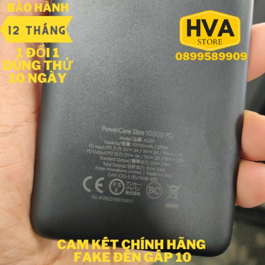  Pin sạc dự phòng Anker 10000mah sạc nhanh PD- PowerCore Slim A1231 - bảo hành 12 tháng