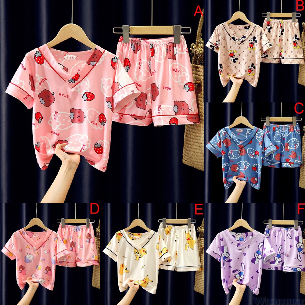 Bộ Đồ Ngủ Tay Ngắn Chất Liệu Cotton Dễ Thương Cho Bé
