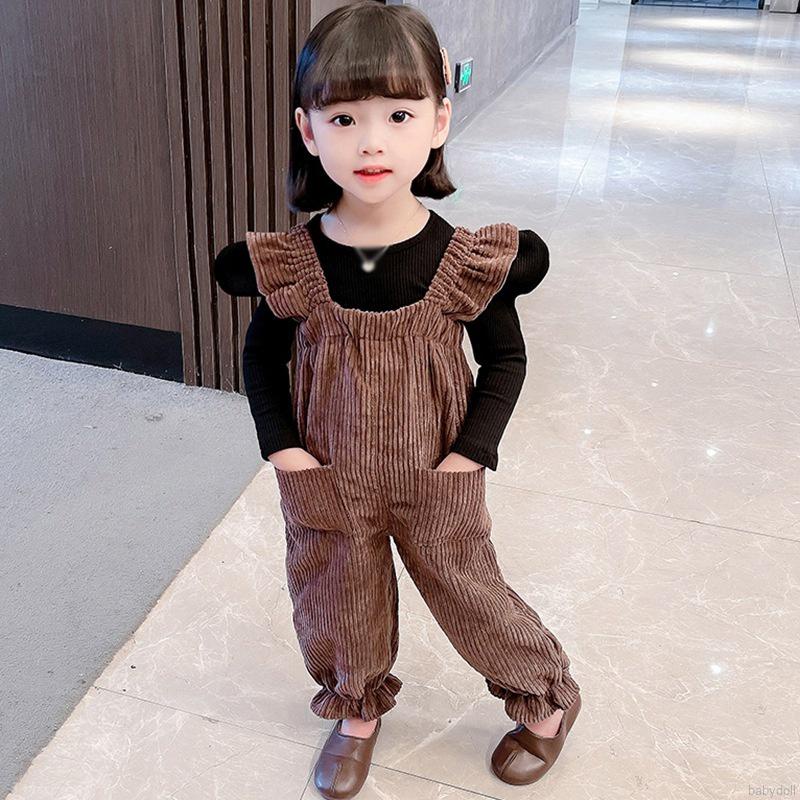 Áo thun/Quần yếm màu trơn thời trang cho bé gái