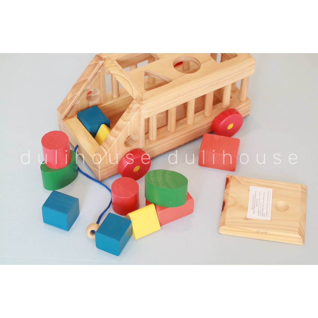 Đồ chơi Gỗ ô tô thả hình khối có bánh xe - Giúp bé nhận diện &amp; phân biệt hình khối - Tăng trí tưởng tượng phong phú