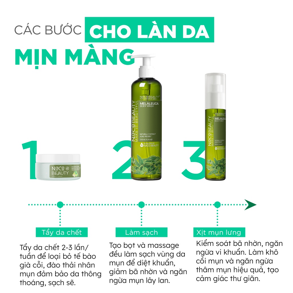 Muối Tắm Tẩy Tế Bào Chết Da Chết Body NACOBEAUTY Trắng Sáng Sạch Mịn Mềm Da Dưỡng Ẩm Hương Hoa Trà 150G