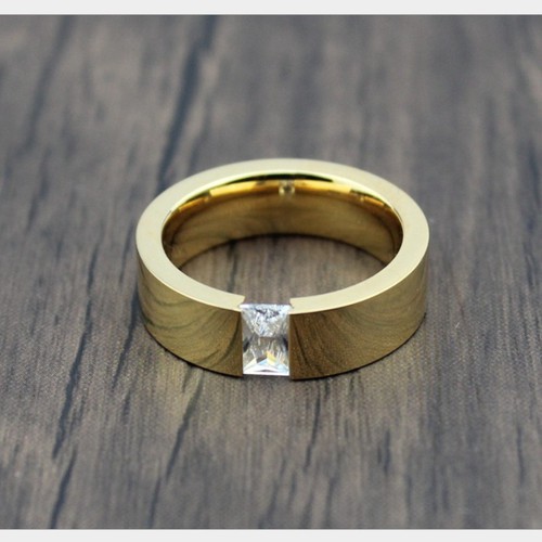 Nhẫn Nam Trơn 1 Viên Đá Nhân Tạo Titan Không Đen TT 2372