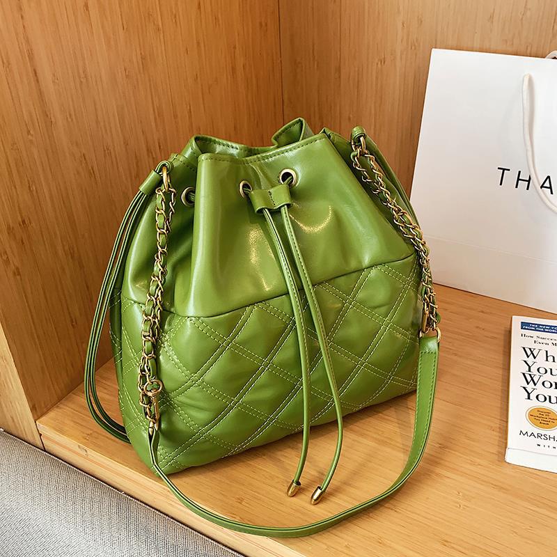 Ielgy Túi Xách bucket Dây Xích Đính Kim Cương Giả Dễ Phối Đồ Cho Nữ