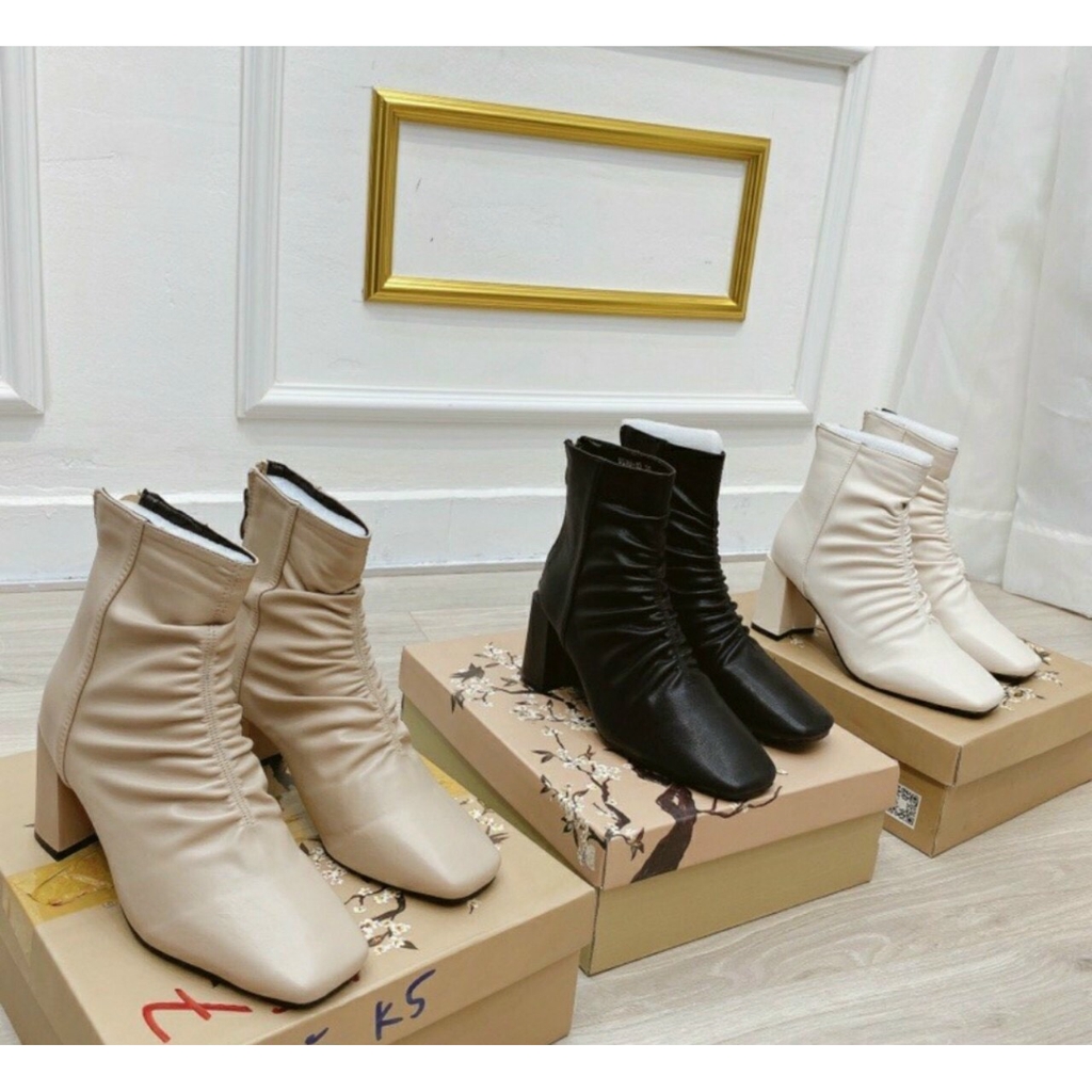 FREESHIP BỐT NỮ, BỐT LỠ DÚM DA LỲ GÓT VUÔNG CAO 7P CAO CẤP CHẤT ĐẸP FULLBOX MSF13 | BigBuy360 - bigbuy360.vn