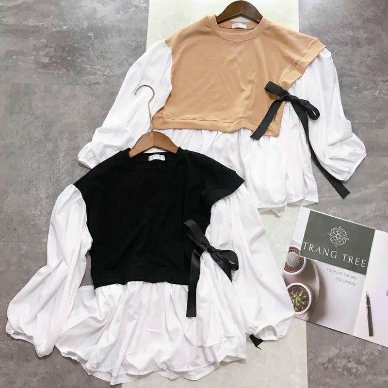 Áo babydoll tay phồng phôm rộng  bánh bèo tiểu thư(B.C.A15