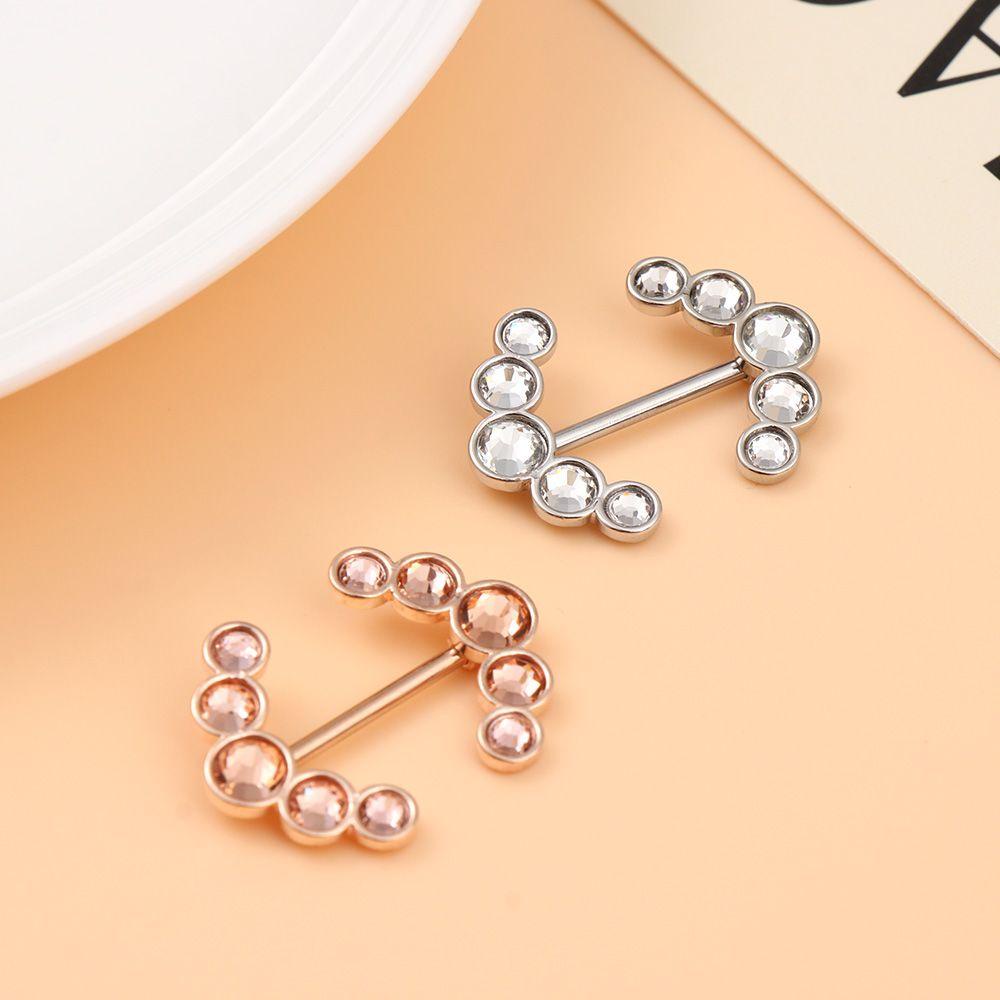 Melodg 1 Cặp Vòng Núm Vú Giả|Khuyên Xỏ Cơ Thể Bằng Thép Đính Đá Zircon 316L