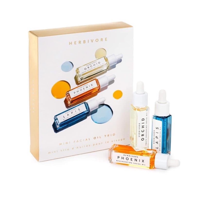 (HERBIVORE) Set dầu dưỡng da HERBIVORE MINI FACIAL OIL TRIO SET Full box 8ml x 3