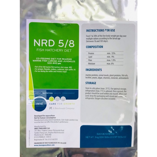 Thức ăn cho cá cảnh Cám Thái INVE NRD 5/8 hộp 100g, 200g - cám inve cao cấp- dinh dưỡng cao cho cá cảnh-shopleo