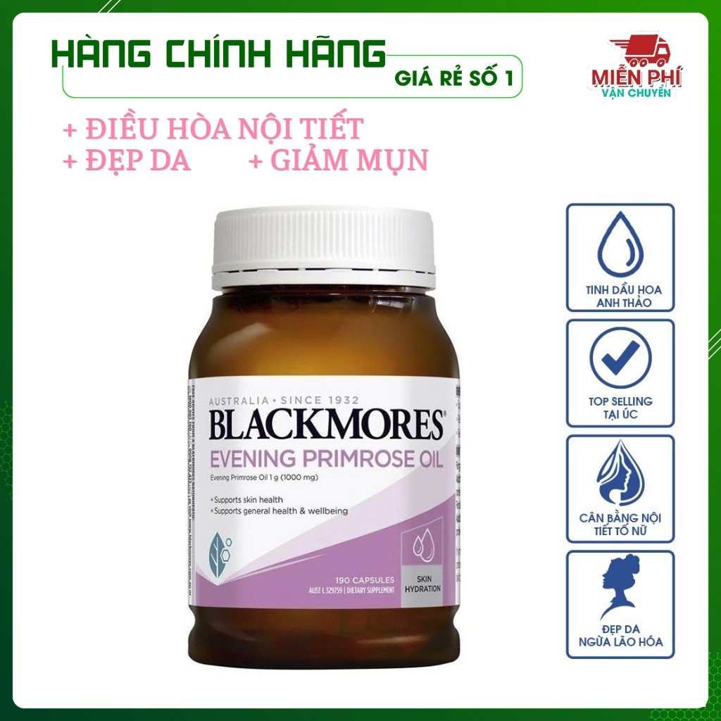 Tinh dầu hoa anh thảo Blackmore, vitamin đẹp da, cân bằng nội tiết tố - hộp 190 viên