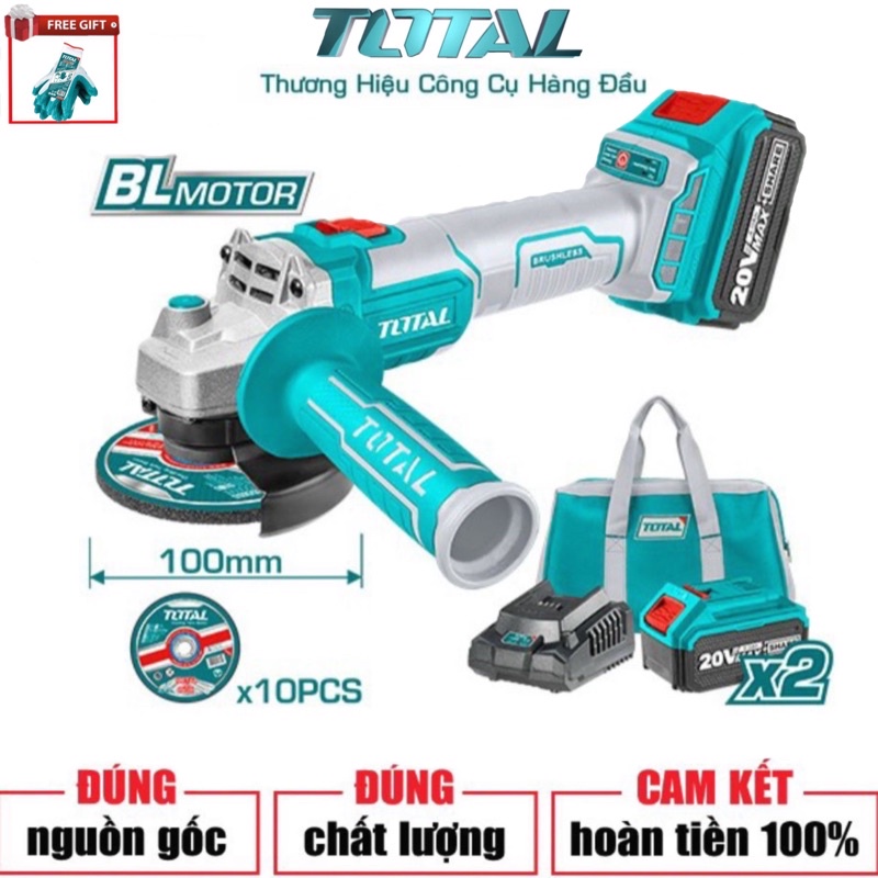 TOTAL Máy mài góc dùng pin Lithium-Ion 20V 4.0Ah TAGLI2010082