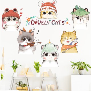 Decal dán tường lovely cats