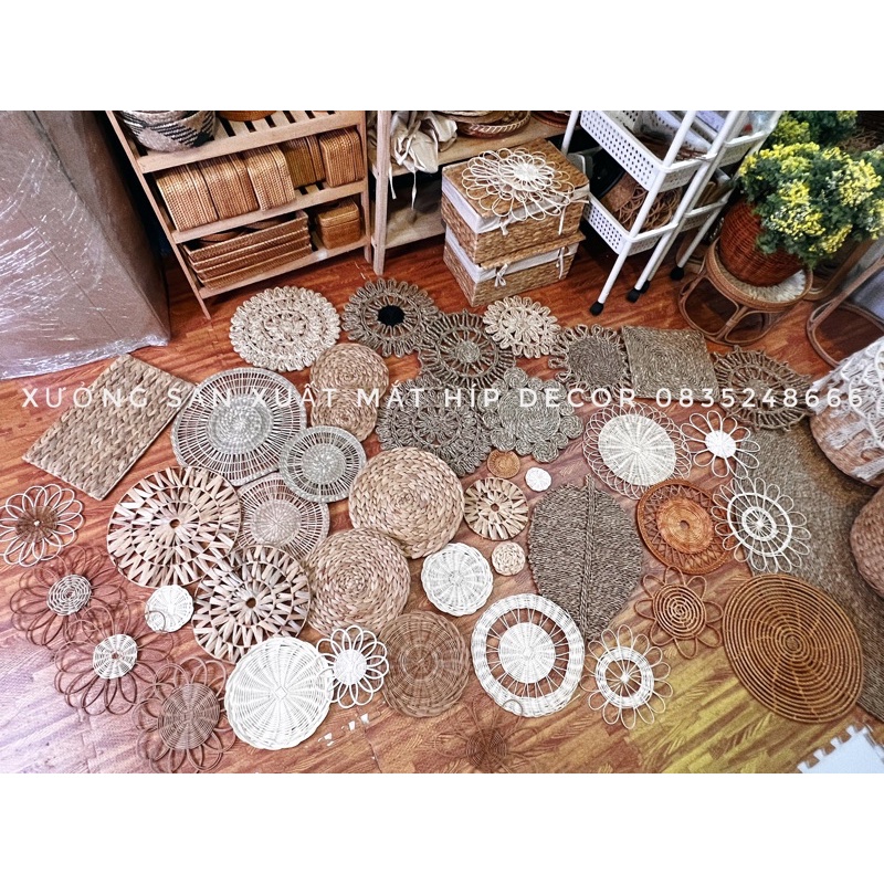 Set Đĩa cói treo tường Vintage có thể mix nhiều tấm khác nhau