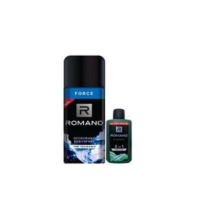 XỊT KHỬ MÙI ROMANO FORCE (XANH DƯƠNG) 150ML KÈM CHAI TẮM/GỘI 60G ( NGẪU NHIÊN)