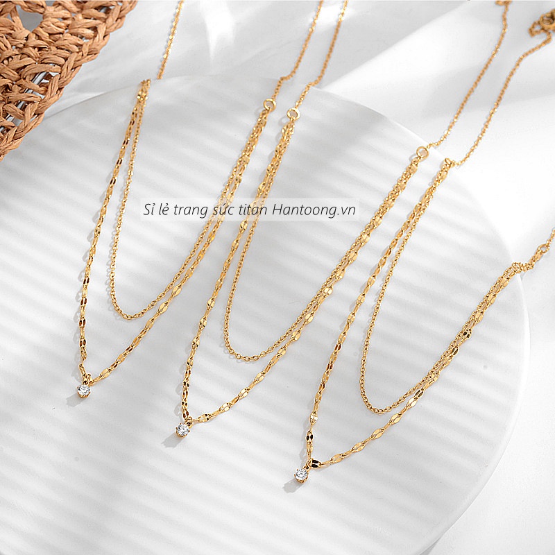 Dây chuyền nữ chất liệu titan không gỉ thiết kế 2 tầng đơn giản phong cách thời trang thanh lịch nhẹ nhàng
