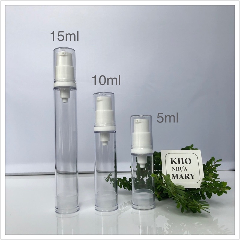 Chai lọ Xịt sương, xịt giọt 5ml/ 10ml/ 15ml HÚT CHÂN KHÔNG trong suốt - Chai lọ nhựa chiết Mỹ phẩm