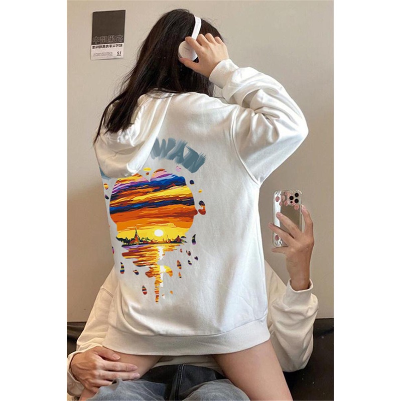 NRVP Áo Khoác Hoodie Tay Dài Dáng Rộng In Họa Tiết Phong Cách Hàn Quốc Dành Cho Nam Nữ