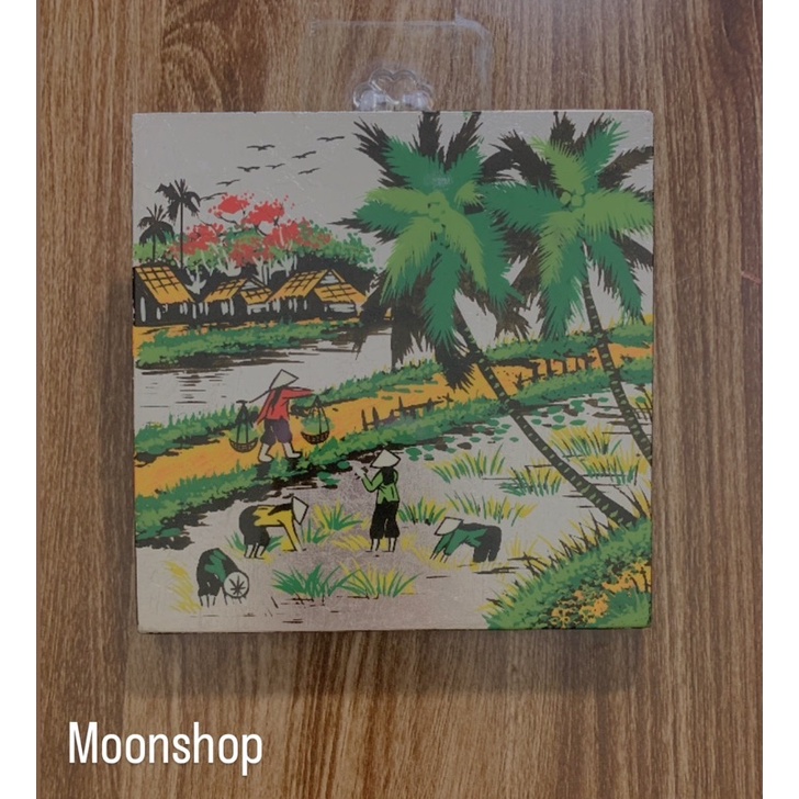 Tranh sơn mài phong cảnh làng quê VN