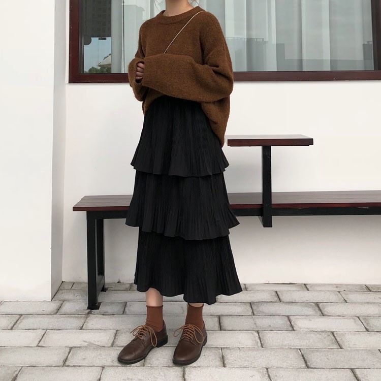 Váy ulzzang dài xếp li