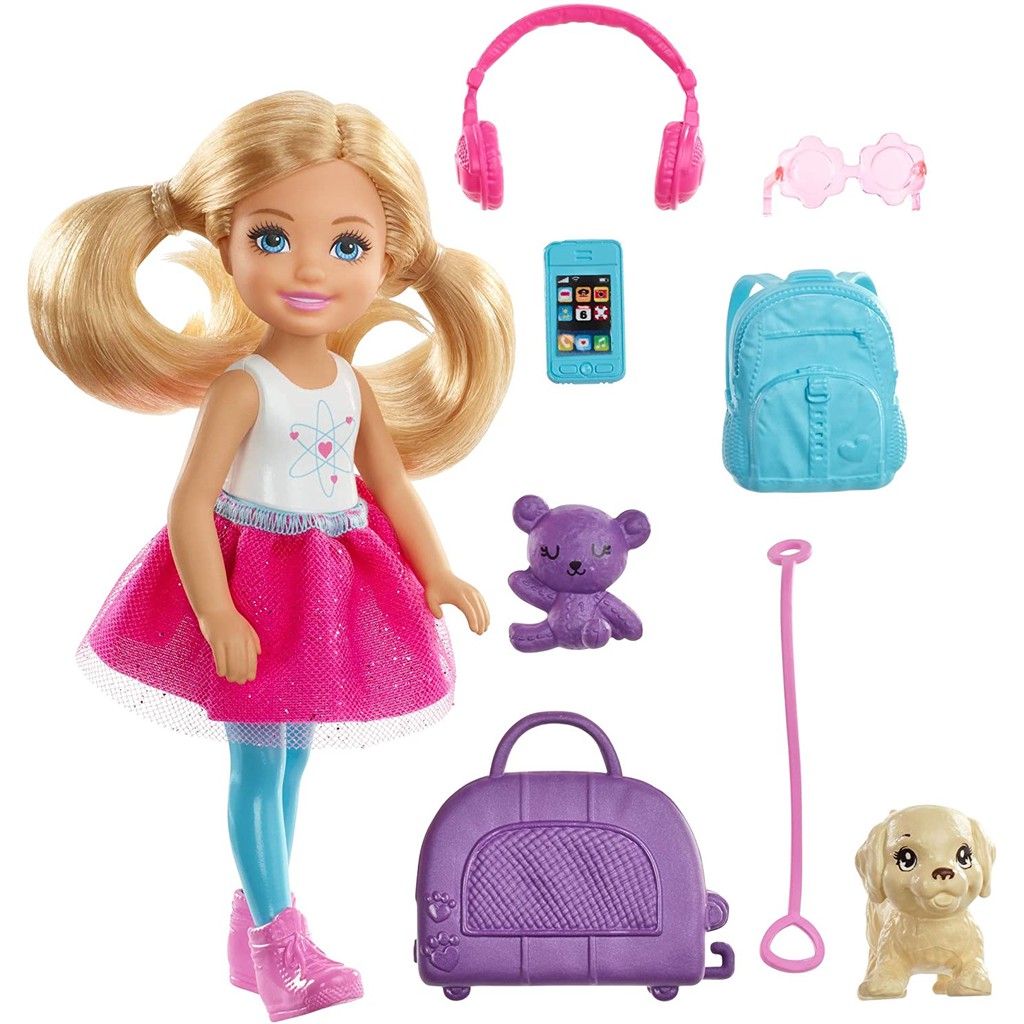 Barbie Em Bé Chelsea Và Set Du Lịch Cùng Cún Con Chelsea Doll and Travel Set with Puppy &amp; Accessories