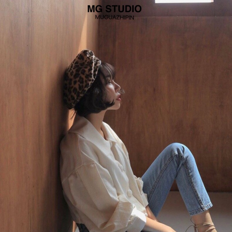 Mũ Nồi MG STUDIO Họa Tiết Da Beo Bằng Vải Len