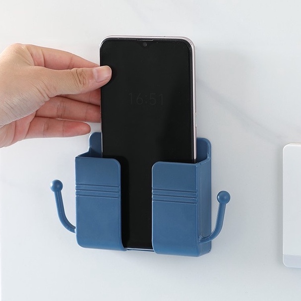 Kệ Dán Tường Để Remote, Đồ Dùng, Giá Đỡ Sạc Điện Thoại, Có Móc Treo Chìa Khóa, Dây Sạc