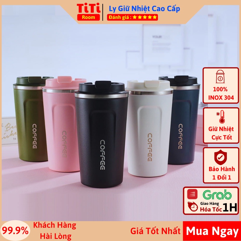 Ly giữ nhiệt Coffee inox 304 dung tích 510ml chống tràn , Bình cốc giữ nhiệt cầm tay cao cấp titiroom