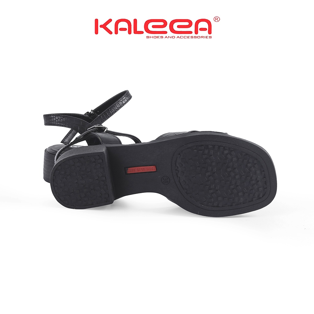 Giày Sandal Nữ KALEEA UK2102 - Da Bò Quai Mảnh Gót Vuông Cao 3p Hở Gót