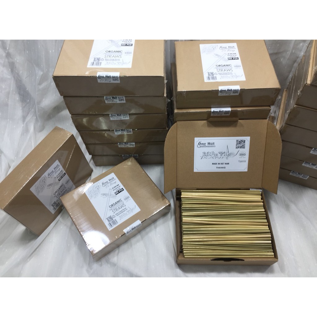 Hộp 200 ống hút cỏ bàng 15cm   MIỀN TÂY XANH - Chứng nhận ISO 22000-HACCP-OCOP