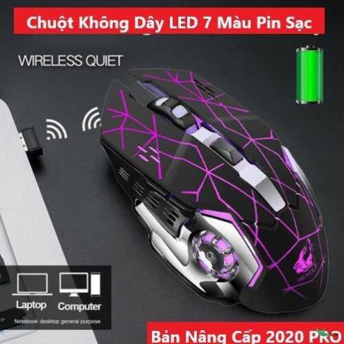 Chuột không dây chuyên GAME Wolf X8 PRO NÂNG CẤP Wireless 2.4GHz SIÊU NGẦU, Tự động đổi màu sắc