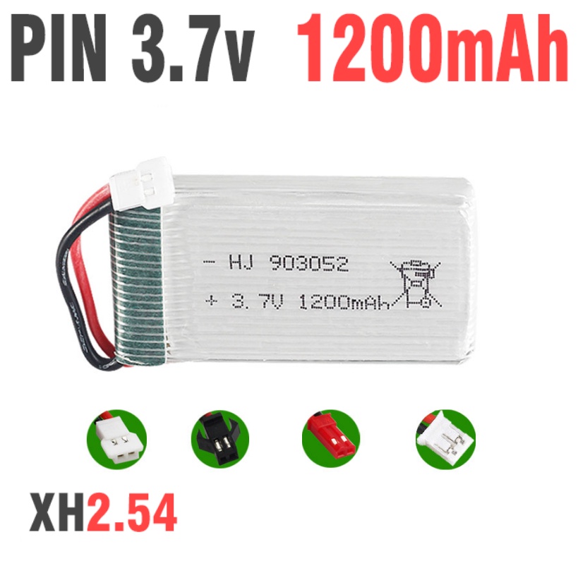 Pin sạc 3.7V dung lượng 1200mAh cổng nối XH-2.54 dùng cho máy bay loại X5, X5S, X5C, X5SW