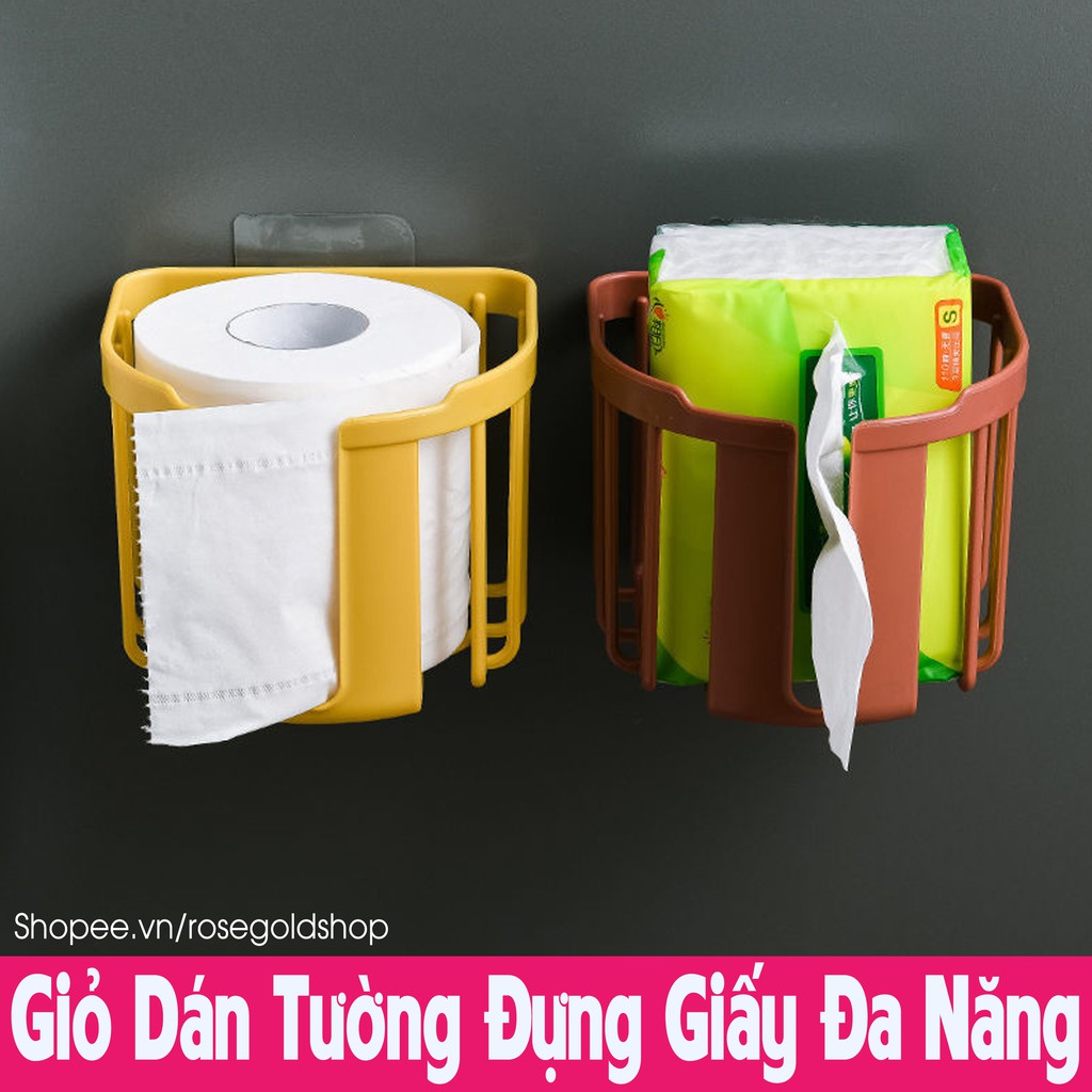 Giỏ Đựng Giấy Đa Năng - Giỏ Dán Treo Tường Tiện Lợi Decor Nhà Vệ Sinh, Nhà Bếp