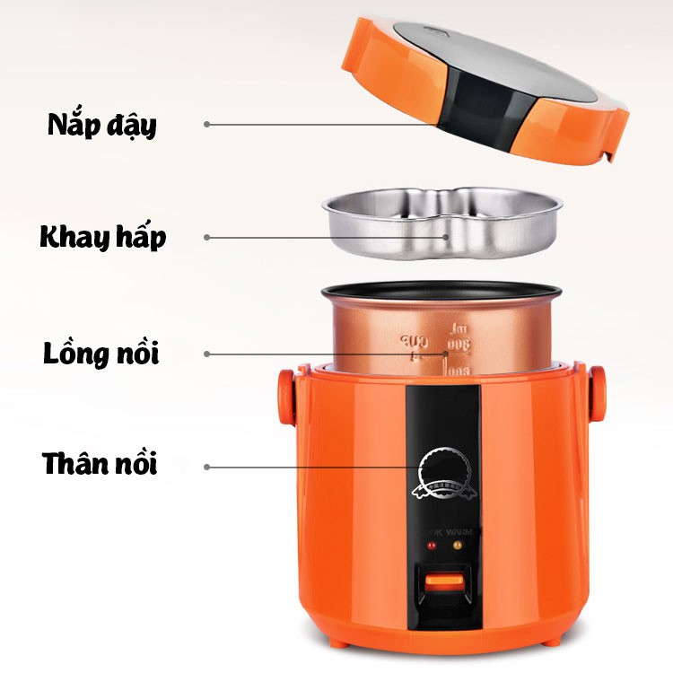 [BẢO HÀNH 1 NĂM] NỒI CƠM ĐIỆN MINI THỂ TÍCH LÀM HỘP CƠM VĂN PHÒNG 1.2L MEIYUN B12-A NẤU CƠM HÂM NÓNG NẤU CHÁO HẦM XƯƠNG