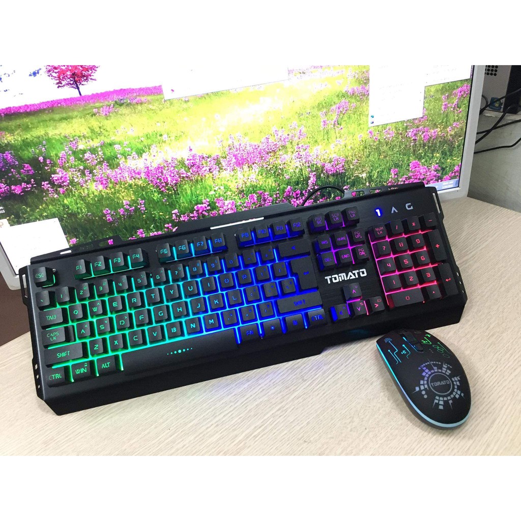 Bàn phím giả cơ máy tính chuyên game Tomato S200 Có Dây / Led RAINBOW Chống Nước Lý tưởng cho quán Game