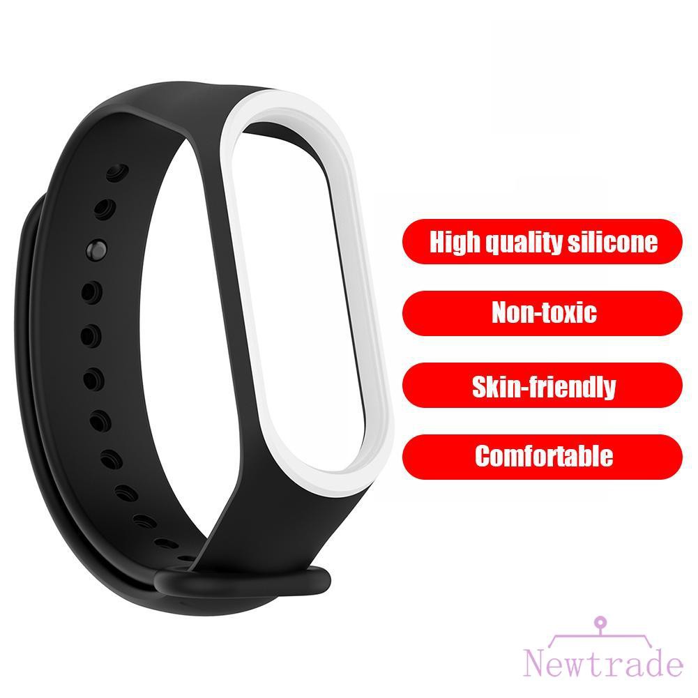 Dây đeo tay silicon 2 màu sắc thay thế cho đồng hồ Xiaomi Miband 3 4