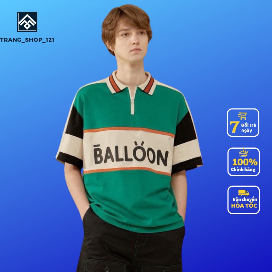 Áo Polo,Polo Tay Lỡ Nam Nữ IN Họa Tiết Chữ BALLOON Cực Ngầu