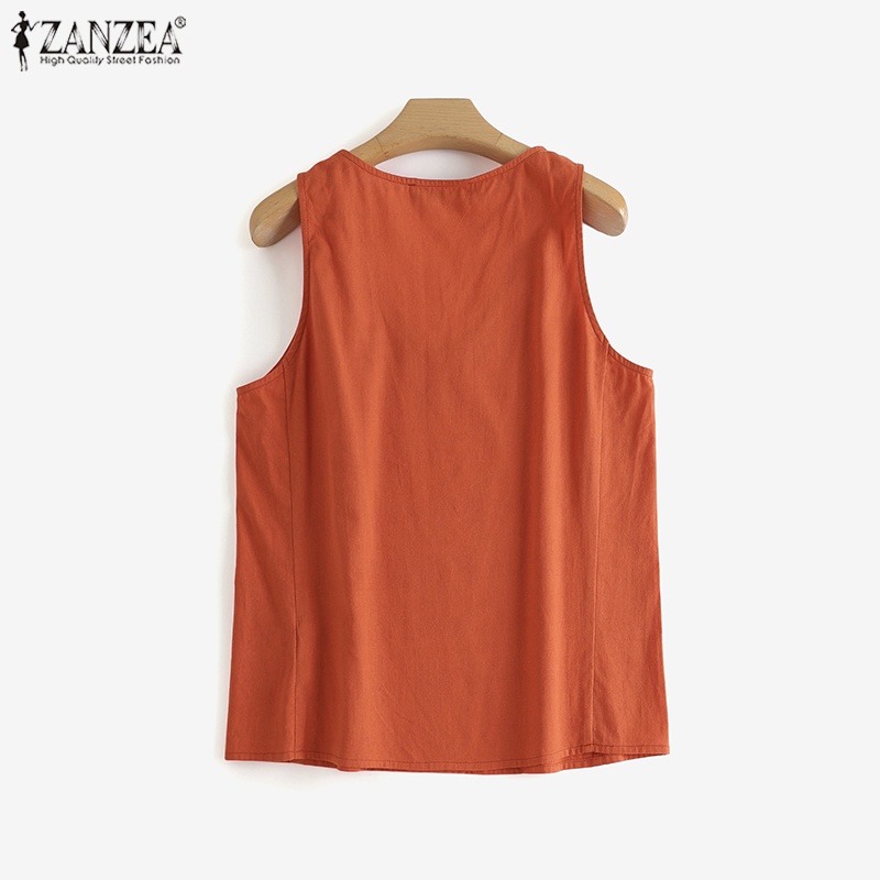 Zanzea Áo Tank Top Nữ Cổ Chữ V Màu Trơn Thời Trang