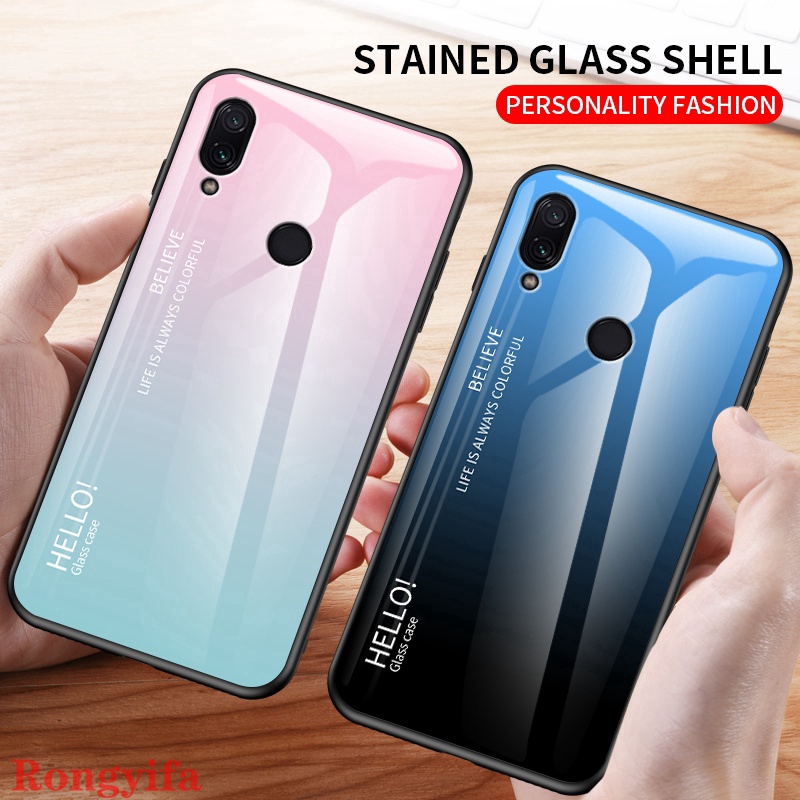 Ốp điện thoại kính cường lực màu gradient dành cho XIAOMI REDMI NOTE 7 6 5 PRO PLUS 4X 4 S2 NOTE 5A PRIME