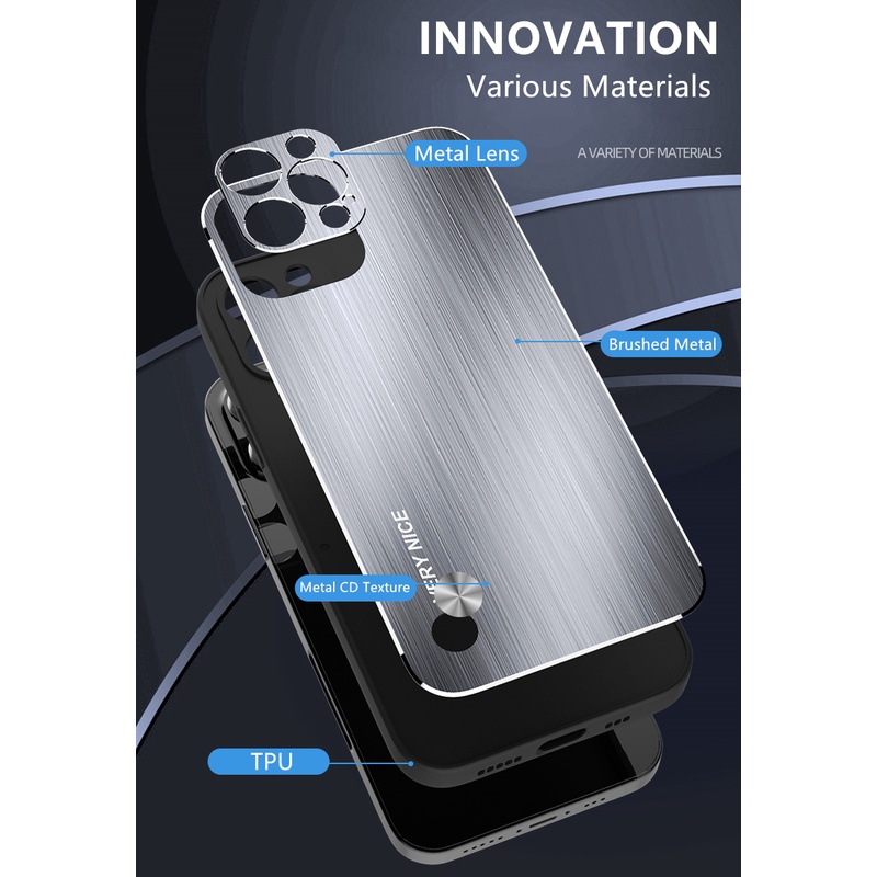 Ốp Điện Thoại Silicon Phối Kim Loại Nhôm Cứng Chống Sốc Sang Trọng Cho iPhone 12 11 13 Pro Max 12 13 Mini 11 Pro