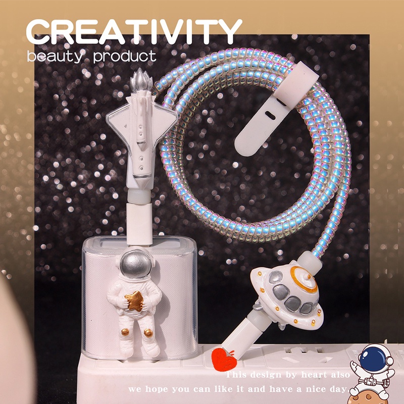 Charger Protector DIY astronaut pattern for Iphone 5w 18w 20w