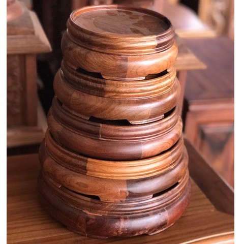 Đế kê gỗ Hương 100% Kỷ đế tròn gỗ hương đỏ Kỷ tròn-Đôn tròn không chân-Đế bát hương